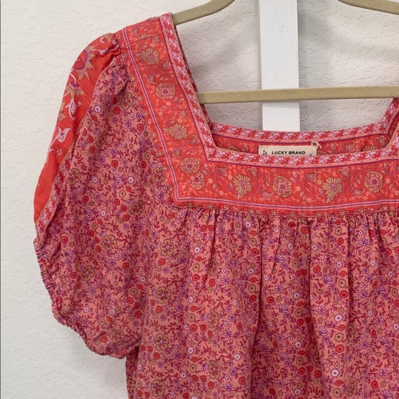 Lucky Brand Pink Floral Short Sleeve Blouse - Picture 2 of 9